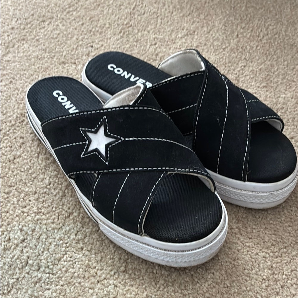 Converse Black and White Cross-Strap Sandals